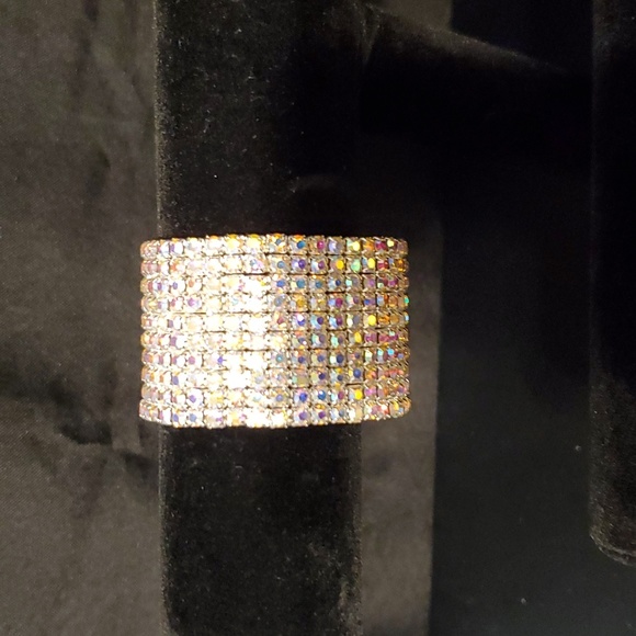 Wide Elastic Rhinestone Bracelet: Bridal Formal Special Occasion Competi… - Picture 2 of 4